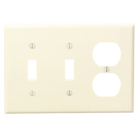 Leviton 3-Gang Plastic 2-Toggle/Duplex Outlet Wall Plate, Ivory 001-86021